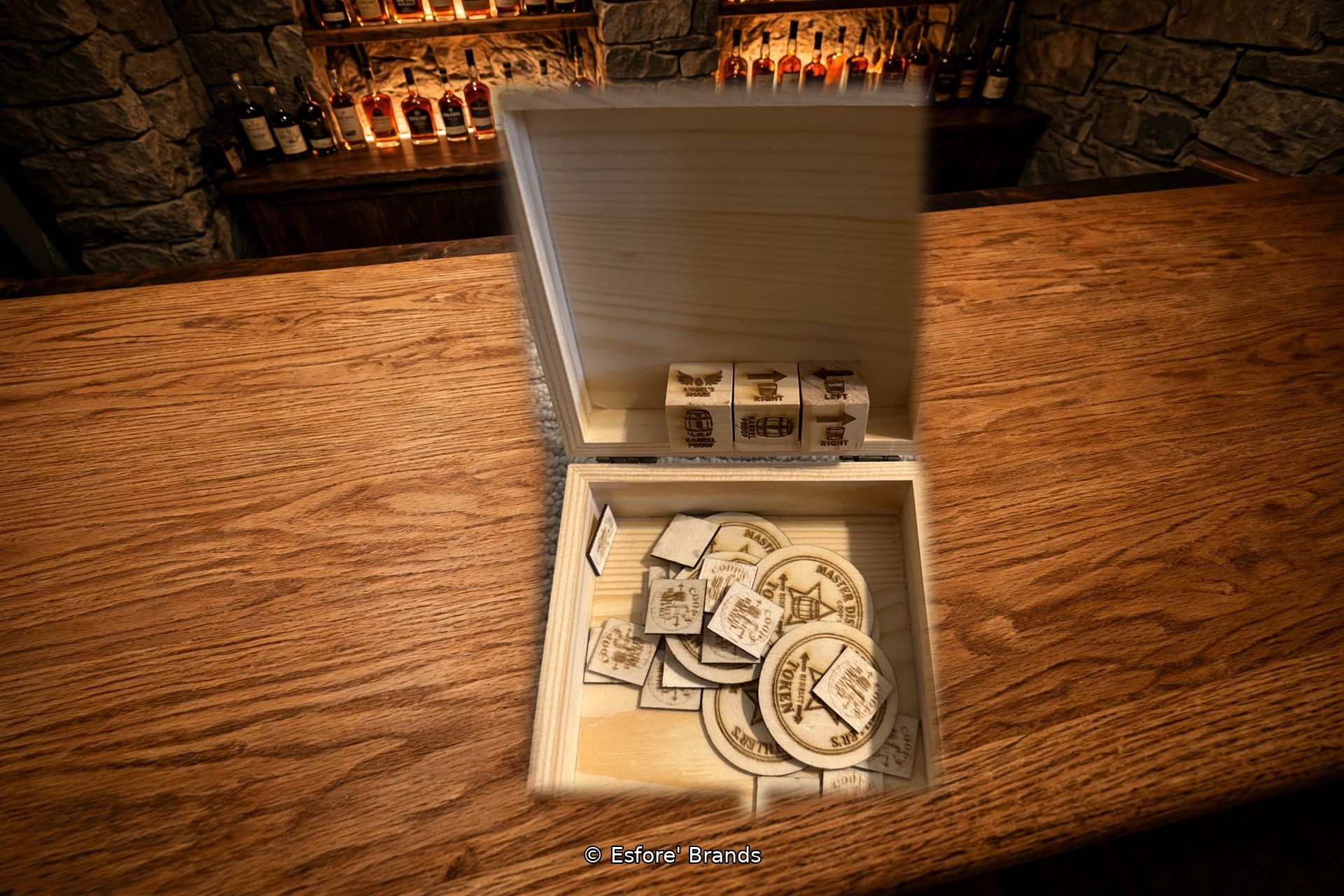 Coop's Barrel Share open on a bar table, ready to play